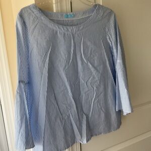 J. McLaughlin Light Blue Striped Blouse